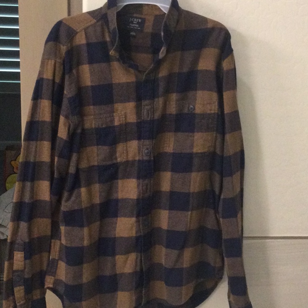 Men's Blue and Brown Plaid Shirt